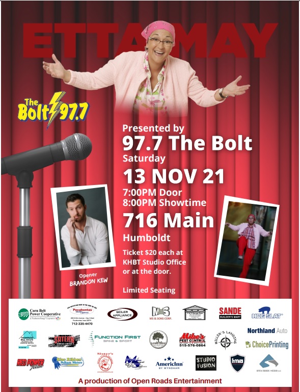 97.7 the Bolt presents Etta May Comedy show