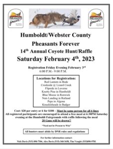 Humboldt/Webster County Pheasants Forever 14th Annual Coyote Hunt/Raffle