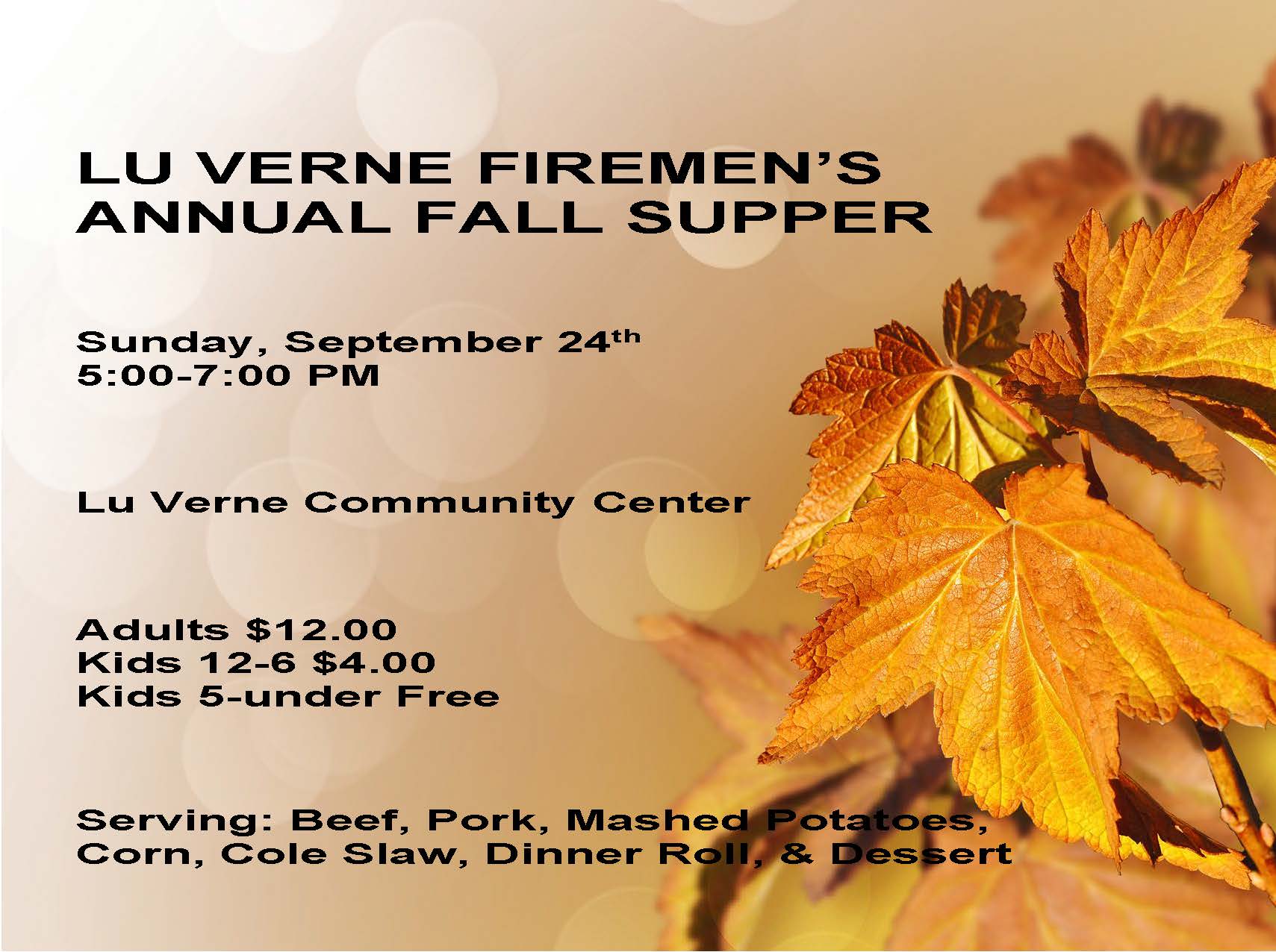 The LuVerne Firemen's Annual Fall Supper