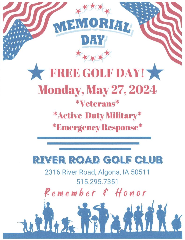 Memorial Day Free Golf Day* @ River Road Golf Club