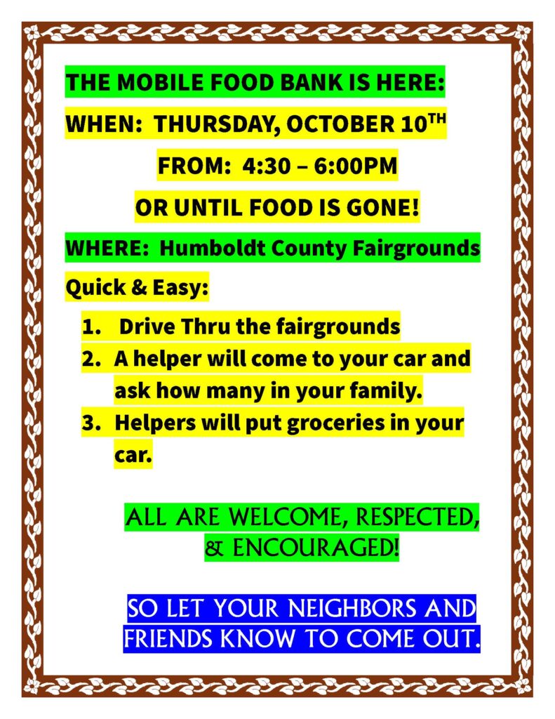 MOBILE FOOD BANK - DRIVE THRU @ HUMBOLDT COUNTY FAIRGROUNDS