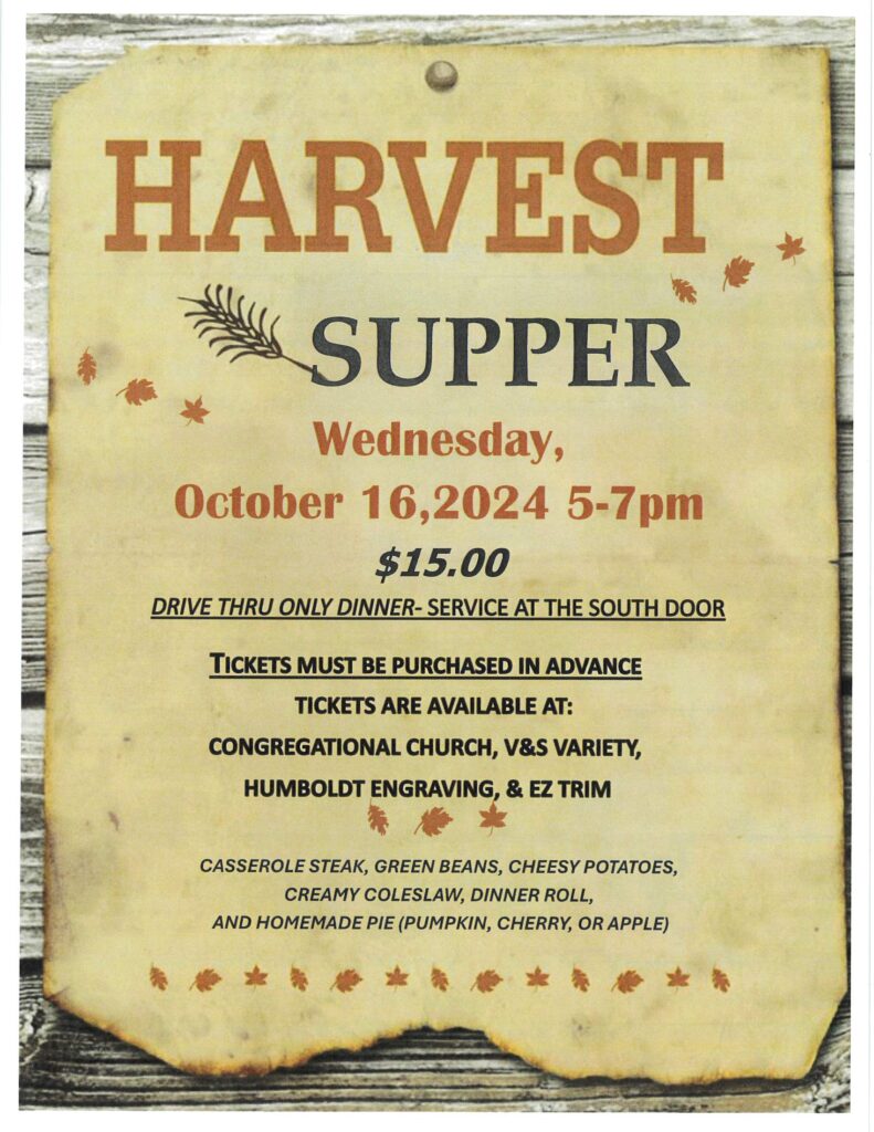 Humboldt Congregational Harvest Supper @ Humboldt Congregational Church