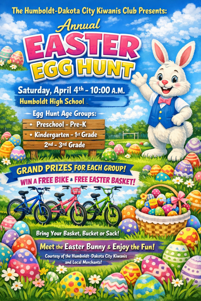 Humboldt/Dakota City Kiwanis Annual Easter Egg Hunt @ Humboldt High School