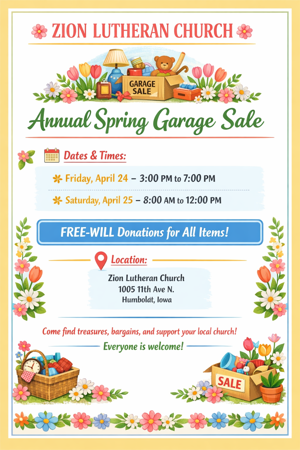 Zion Lutheran Church Annual Spring Garage Sale @ Zion Lutheran Church