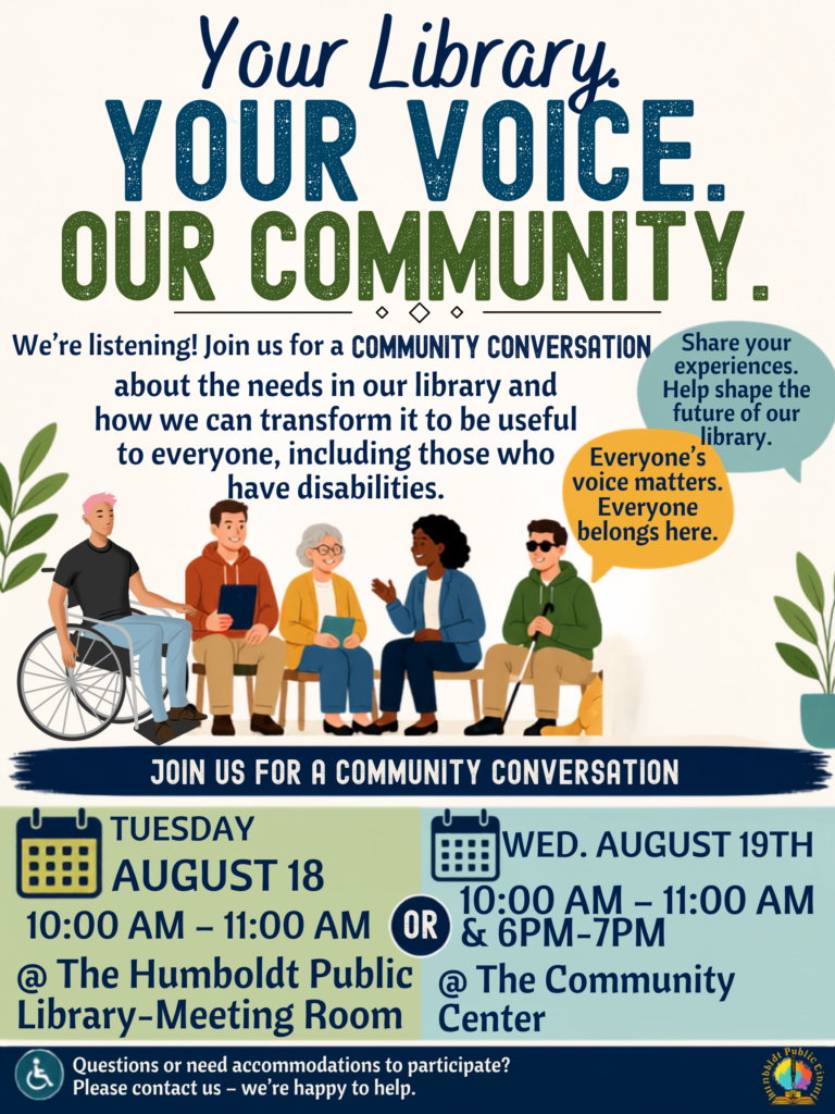 Humboldt Public Library Community Conversation @ 08-18 at the Humboldt Public Library